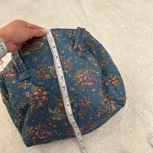 Small Blue Multicolor Paisley Mini Duffel Bag Soft Girl Cottage Core Aesthetic - Picture 6 of 7